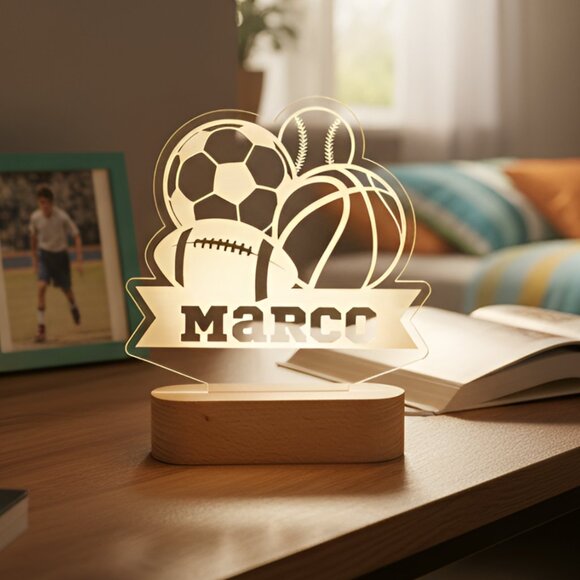 Personalized Sports Night Light | Custom Baseball, Football, Basketball & Soccer - Picture 8 of 8